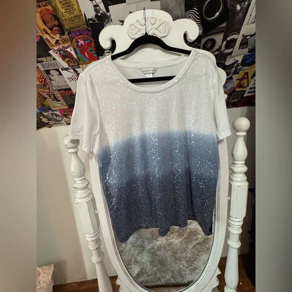 Christopher & Banks Off-White Top Metallic Excellent Condition❤️ - Picture 7 of 12